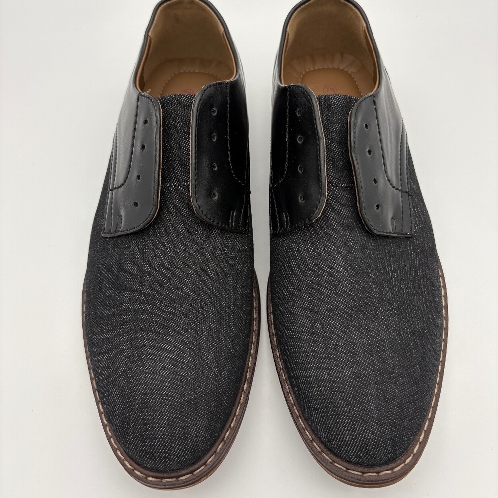 Dexter Comfort Memory Foam Cal Black Denim w/ Faux Leather Accent Casual Oxford
